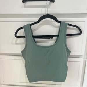 Green Cross Back Cropped Workout Tank